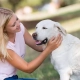 image-blond girl petting older dog